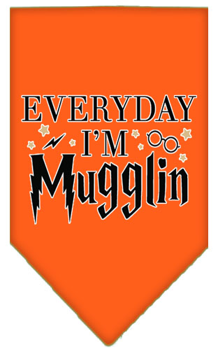 Everyday I'm Mugglin Screen Print Bandana Orange Large